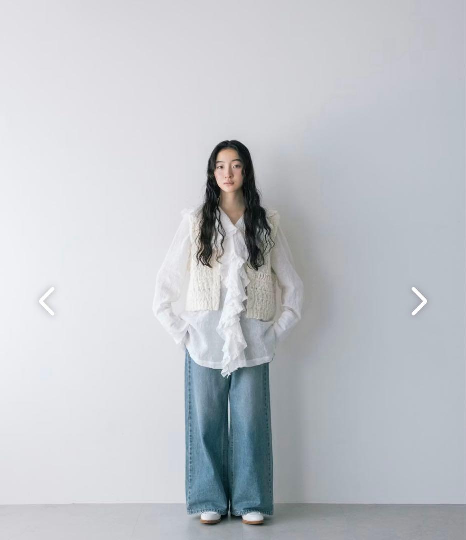 「ワードローブを新鮮に」ウール混のチャンキーニットベスト/アイボリー