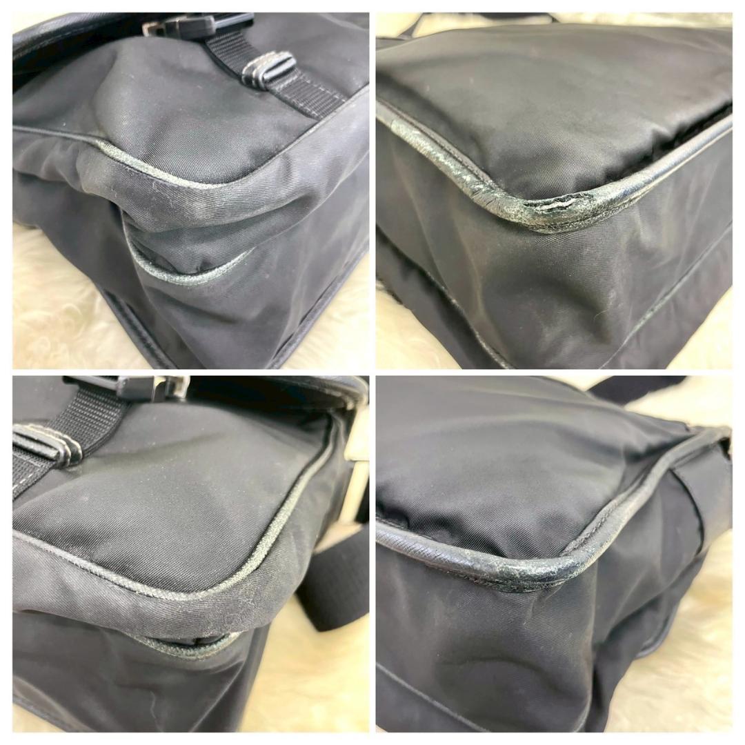 PRADA　プラダ　ナイロン　メッセンジャーバック　ロゴプレート　ブラック