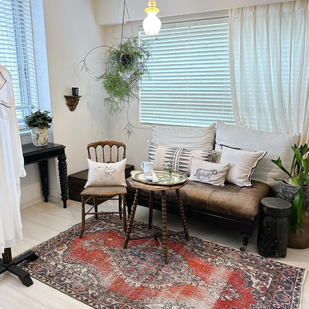 トルコ ヴィンテージラグ A120 レッド ネイビー カーキグリーン