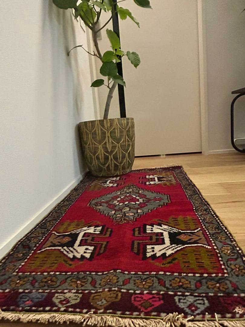 週末セール・トライバルラグ・トルコヴィンテージラグ・ウール約51×100cm