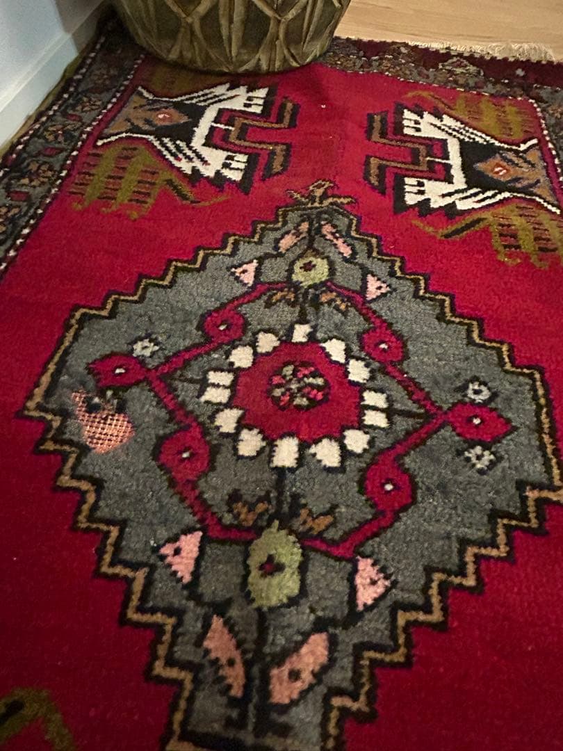 週末セール・トライバルラグ・トルコヴィンテージラグ・ウール約51×100cm