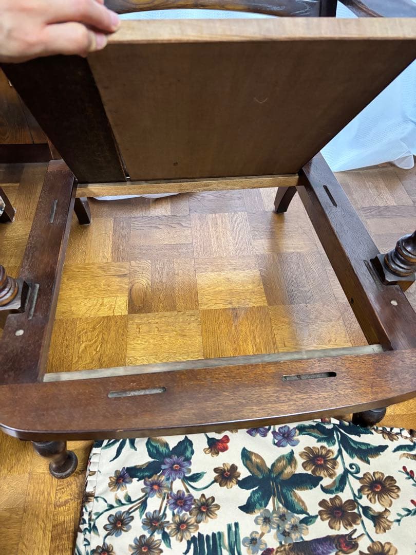 飛騨家具　穂高　木製アームチェア 花柄カバー付き　1脚　中古