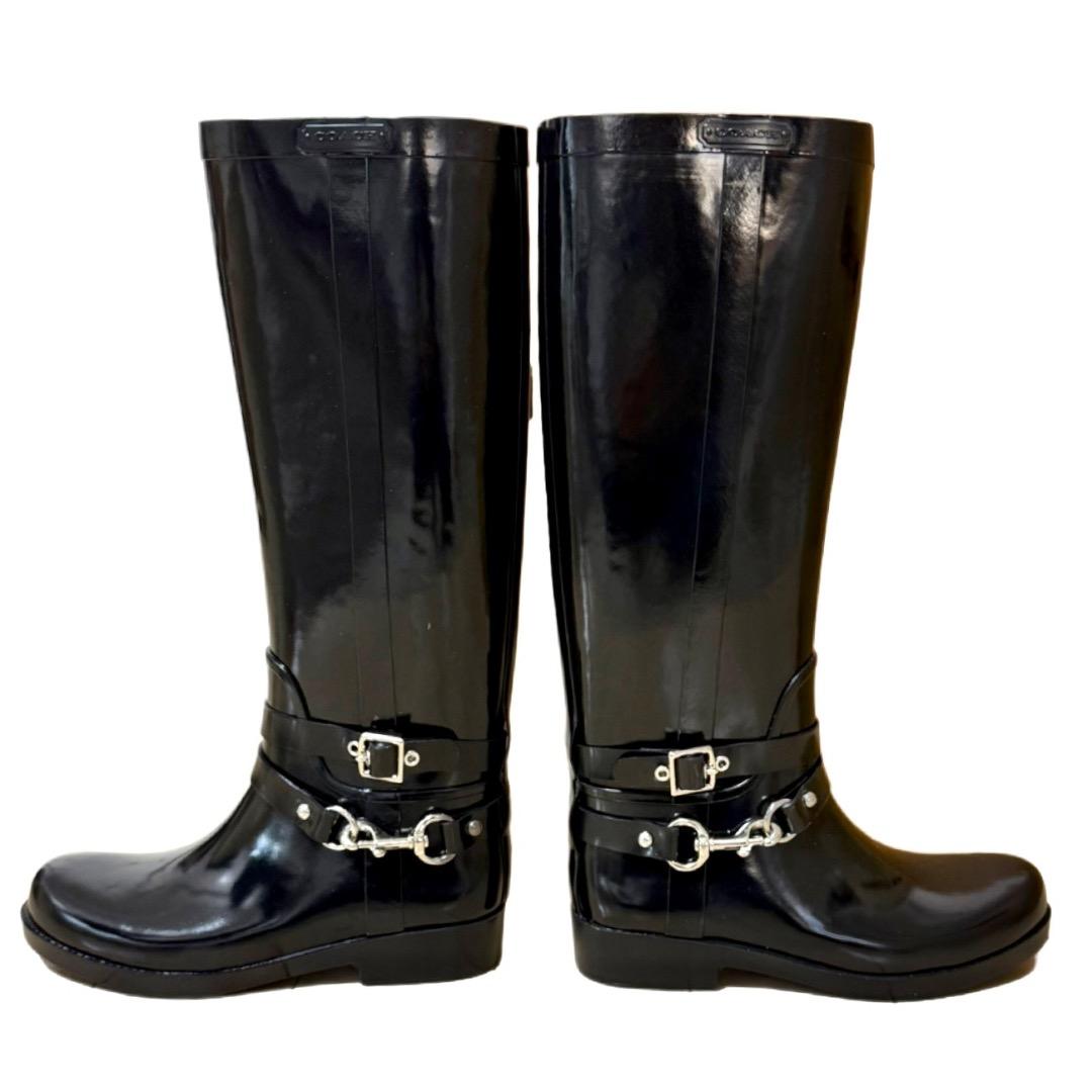 ooo【新品未使用】COACH コーチ レインブーツ 24cm 7ブラック