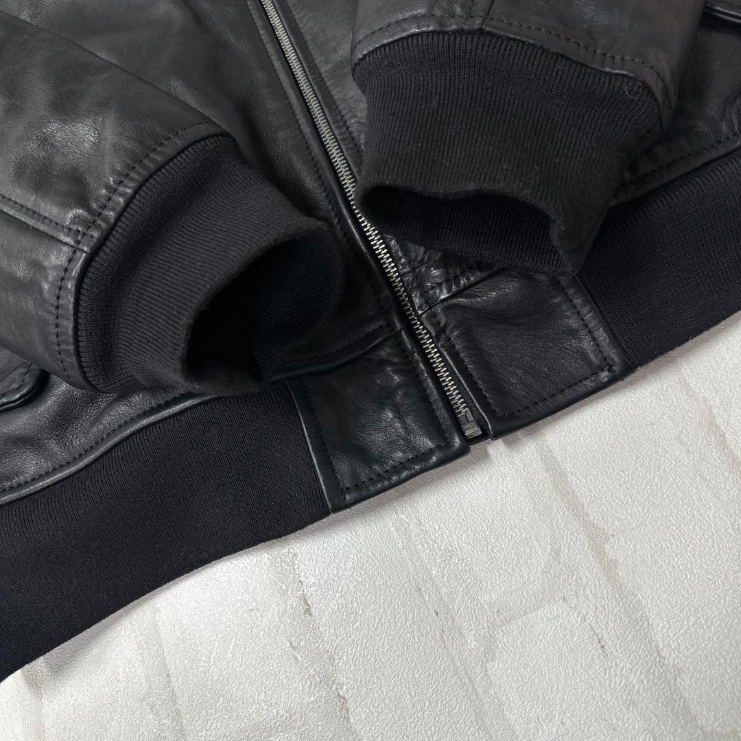 ギャップ OLD Gap 牛革 レザー ボンバー ジャケット L ブラック