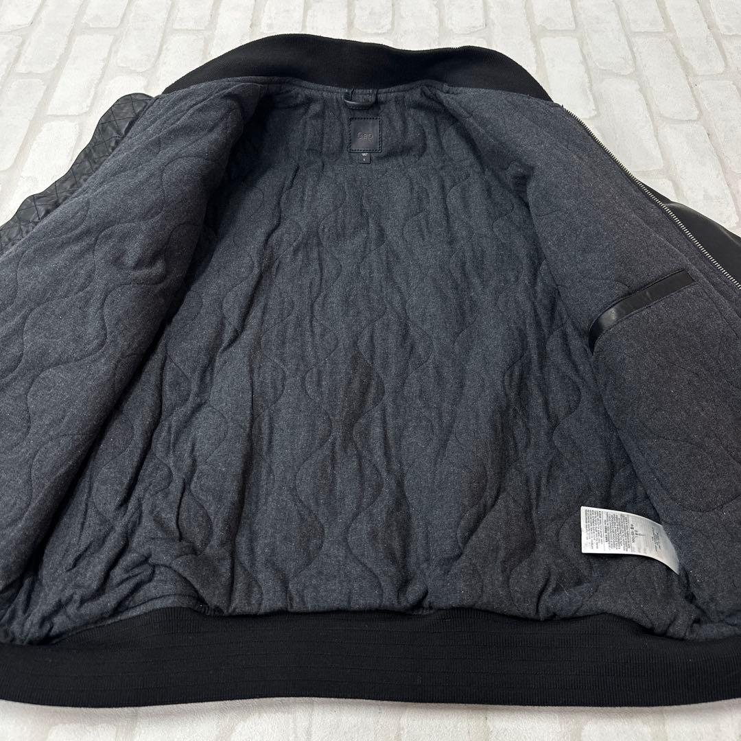 ギャップ OLD Gap 牛革 レザー ボンバー ジャケット L ブラック