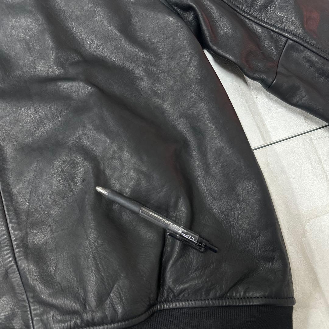 ギャップ OLD Gap 牛革 レザー ボンバー ジャケット L ブラック