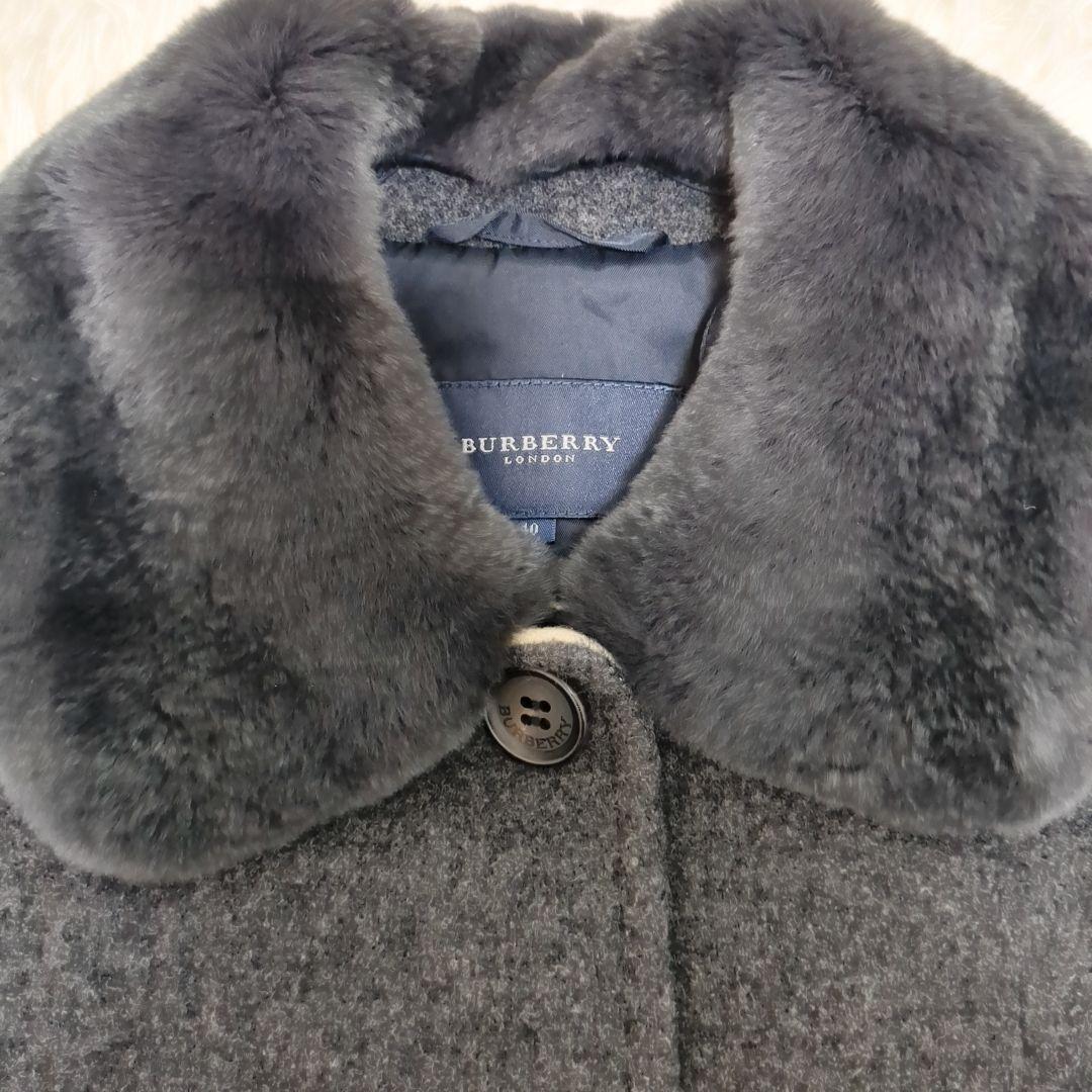 【美品】バーバリー カシミヤ混 ラビットファー　ノバチェック　ジャケット 40