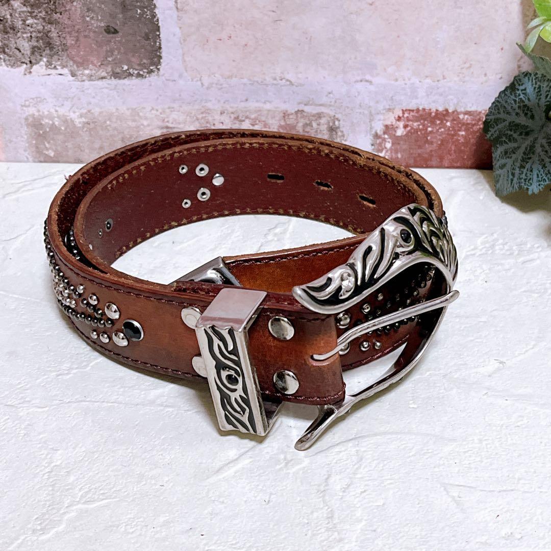 【TornadoMart トルネードマート】レザー ベルト M スタッズ Y2K