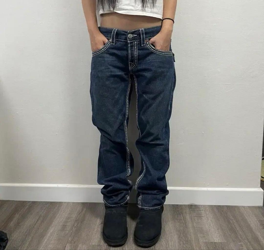 True Religion ダークブルー ストレートデニム 30インチ