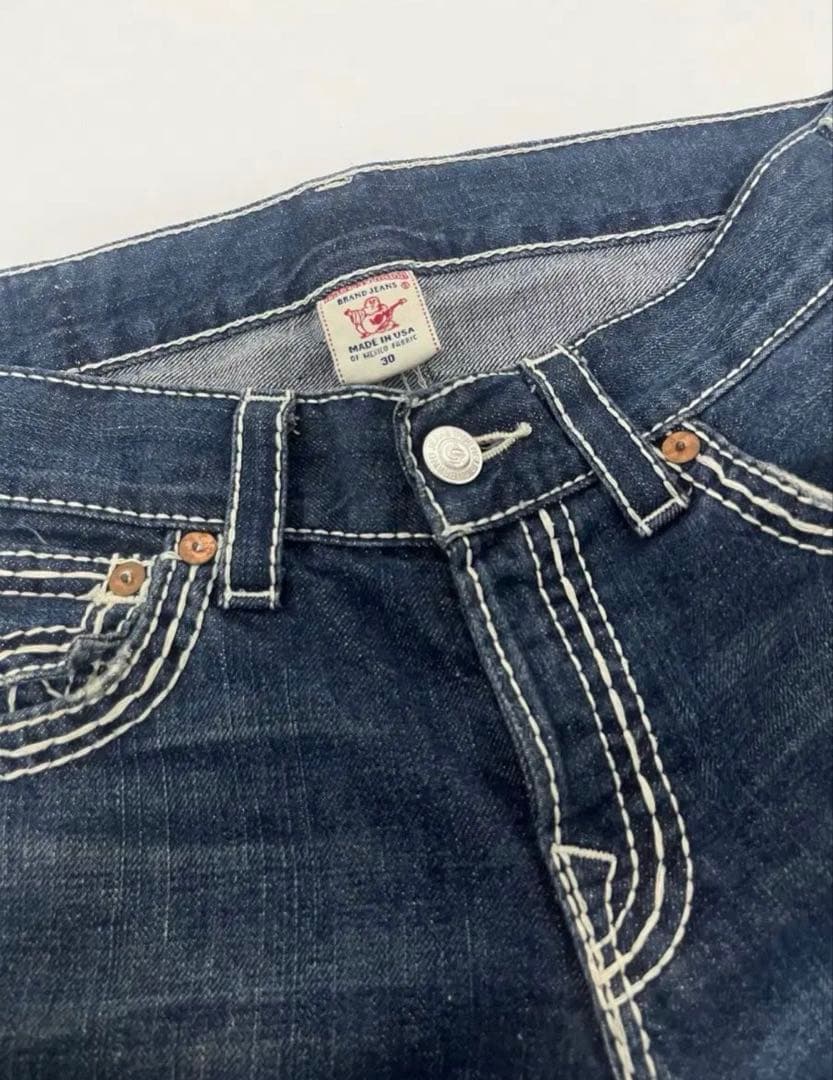 True Religion ダークブルー ストレートデニム 30インチ