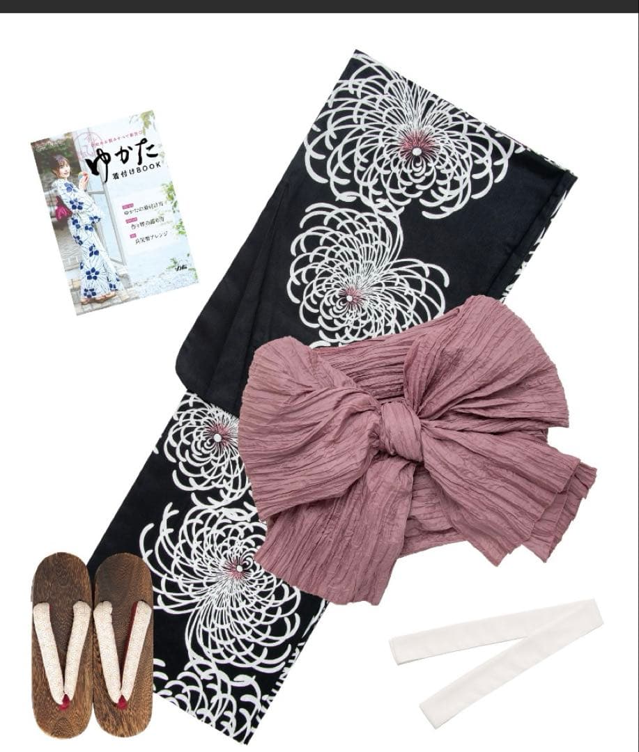 DITA ディータ 浴衣 2点セット 月夜の乱菊しらべ 黒 白 ピンク