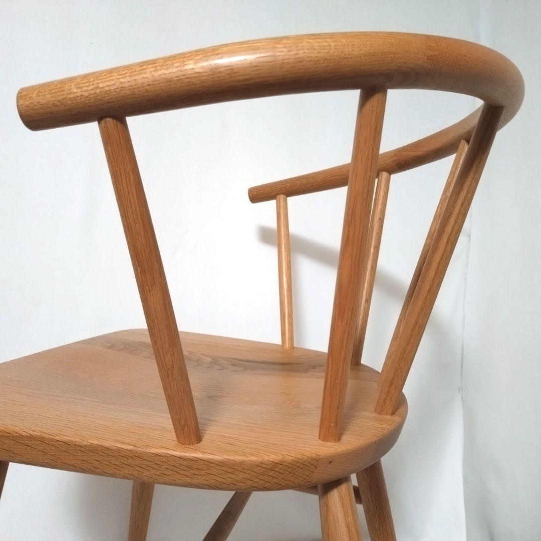 美品　無印良品　アームチェア ②　ダイニングチェア　オーク材　丸脚　送料無料