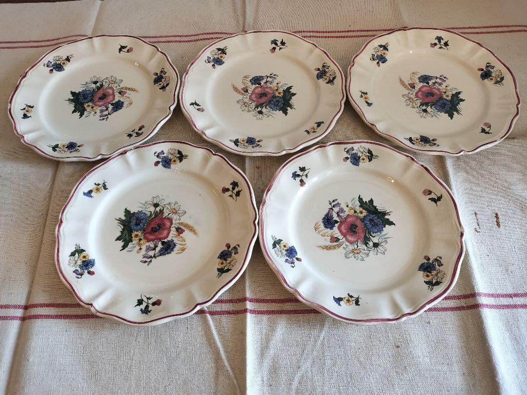 アンティーク　フランス　サルグミンヌ　アグレストデザート皿　5枚セット　19cm