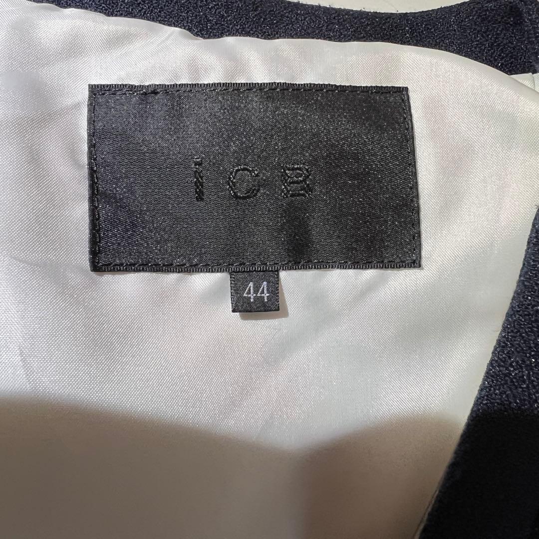 【美品】ICB★パンツスーツ ネイビー 濃紺 秋冬 ビジネス 仕事 LL 洗える