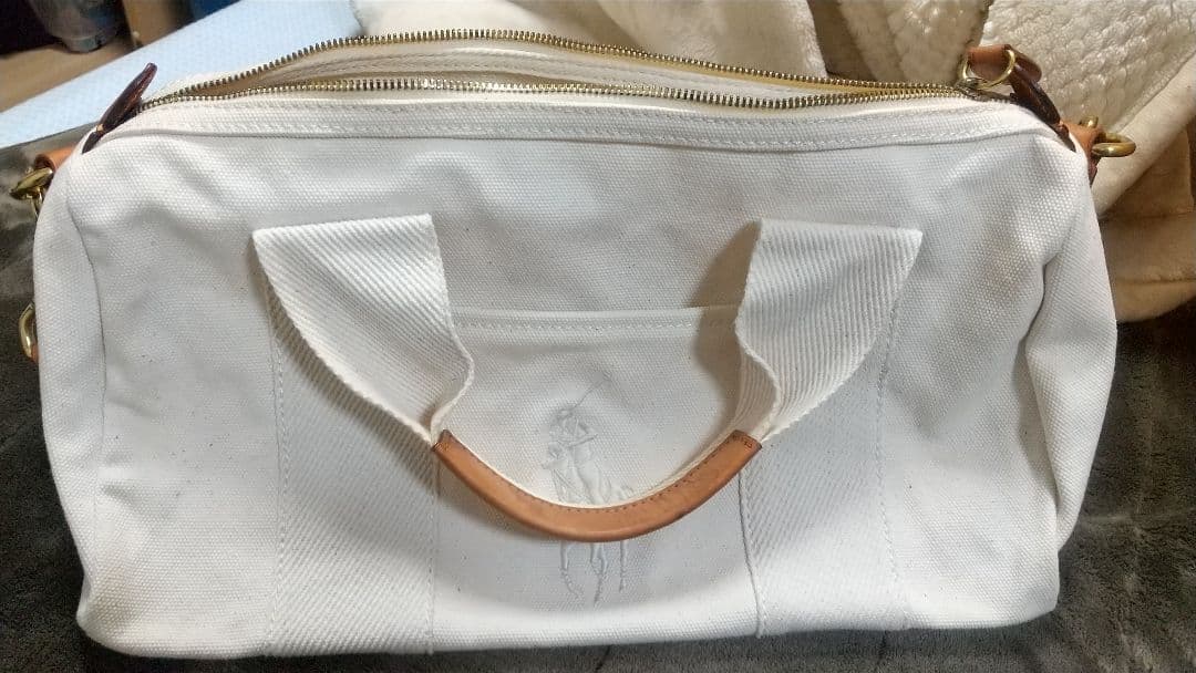 ポロラルフローレン ボストンバッグ 未使用 レザー キャンバス ショルダーハンド