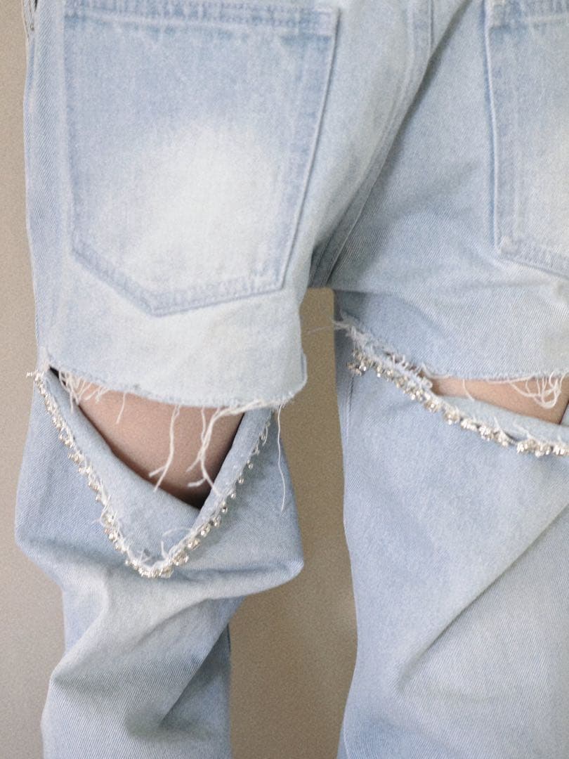 Randyビジューバックカットワイドデニム Mサイズ