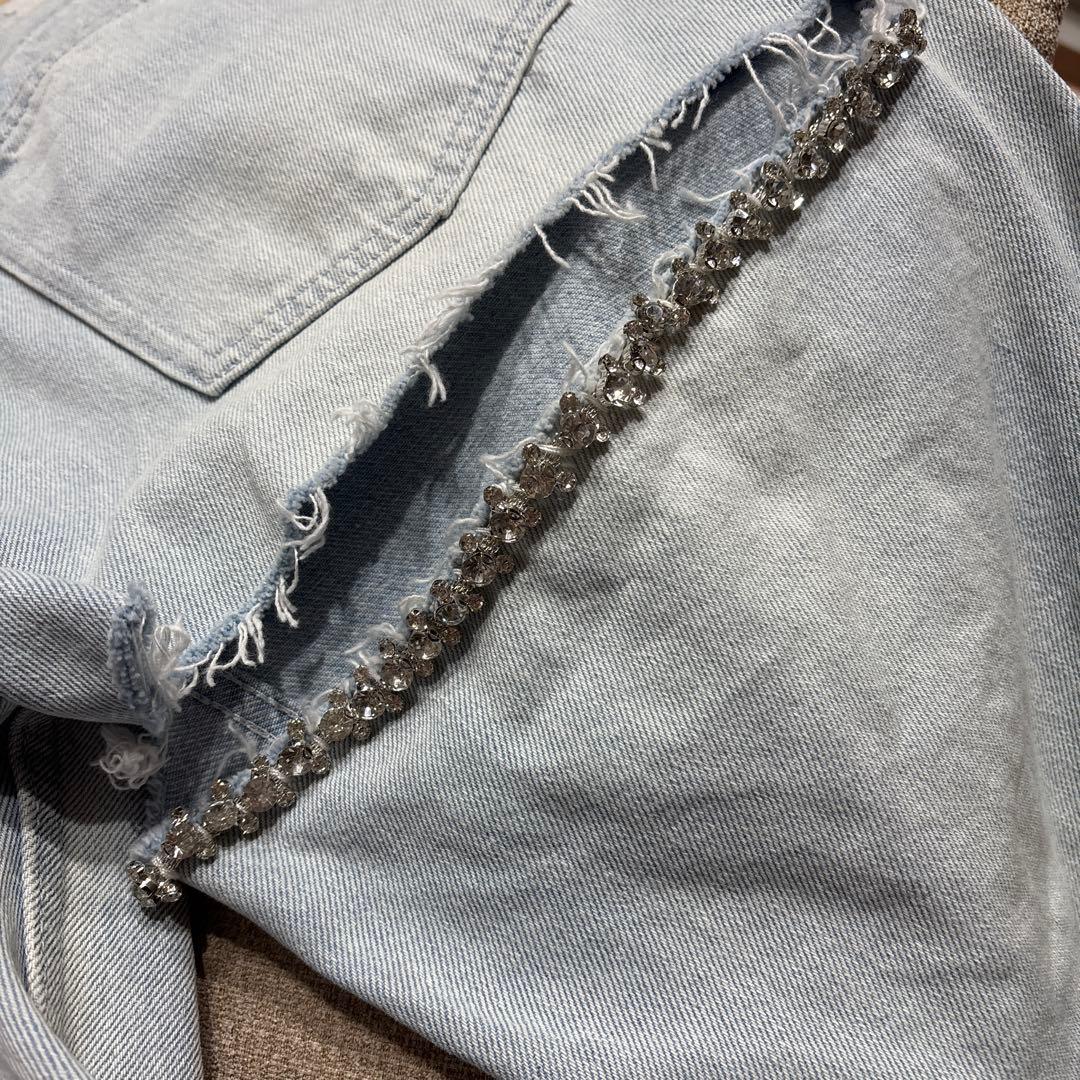 Randyビジューバックカットワイドデニム Mサイズ