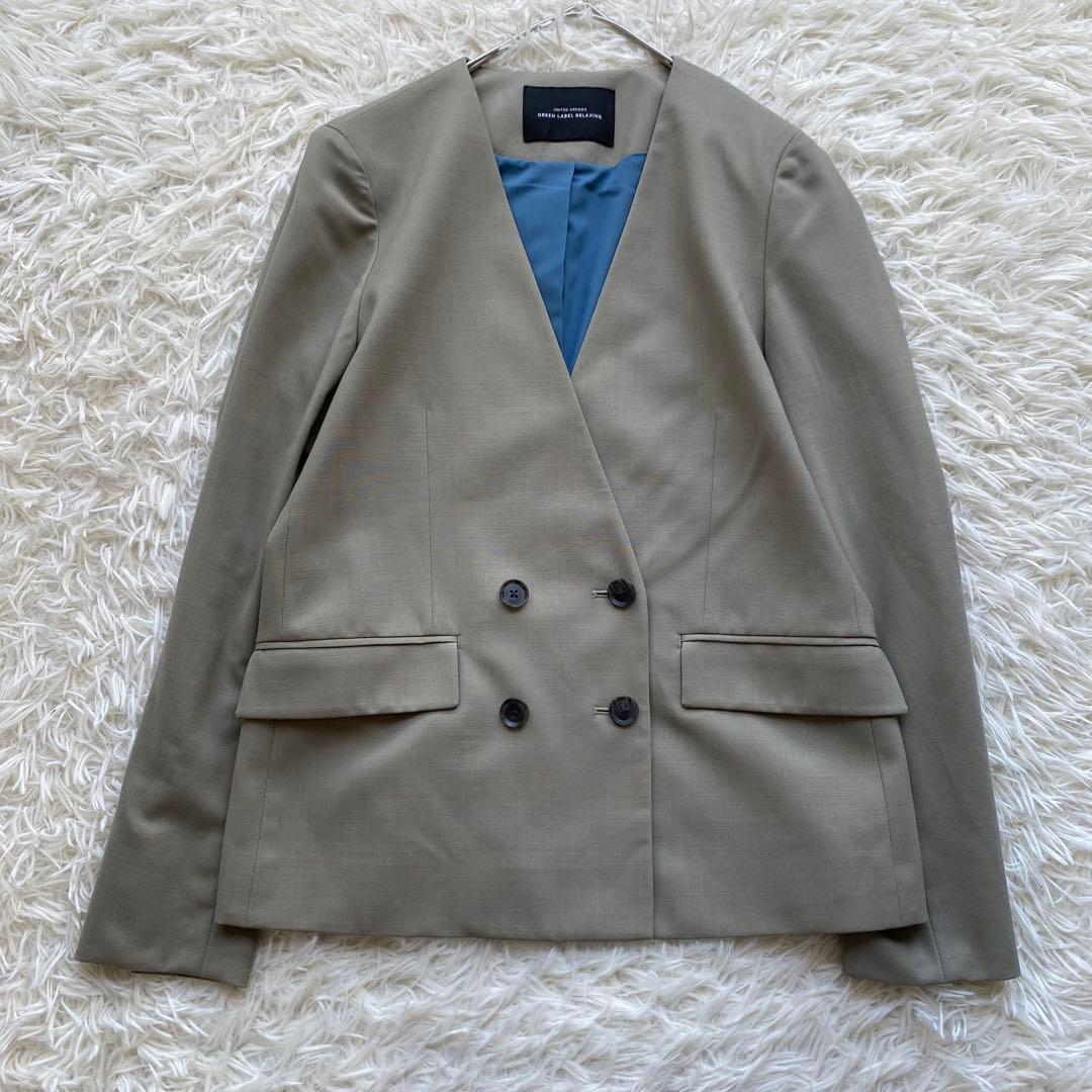 グリーンレーベルリラクシング ノーカラー セットアップ パンツスーツ M