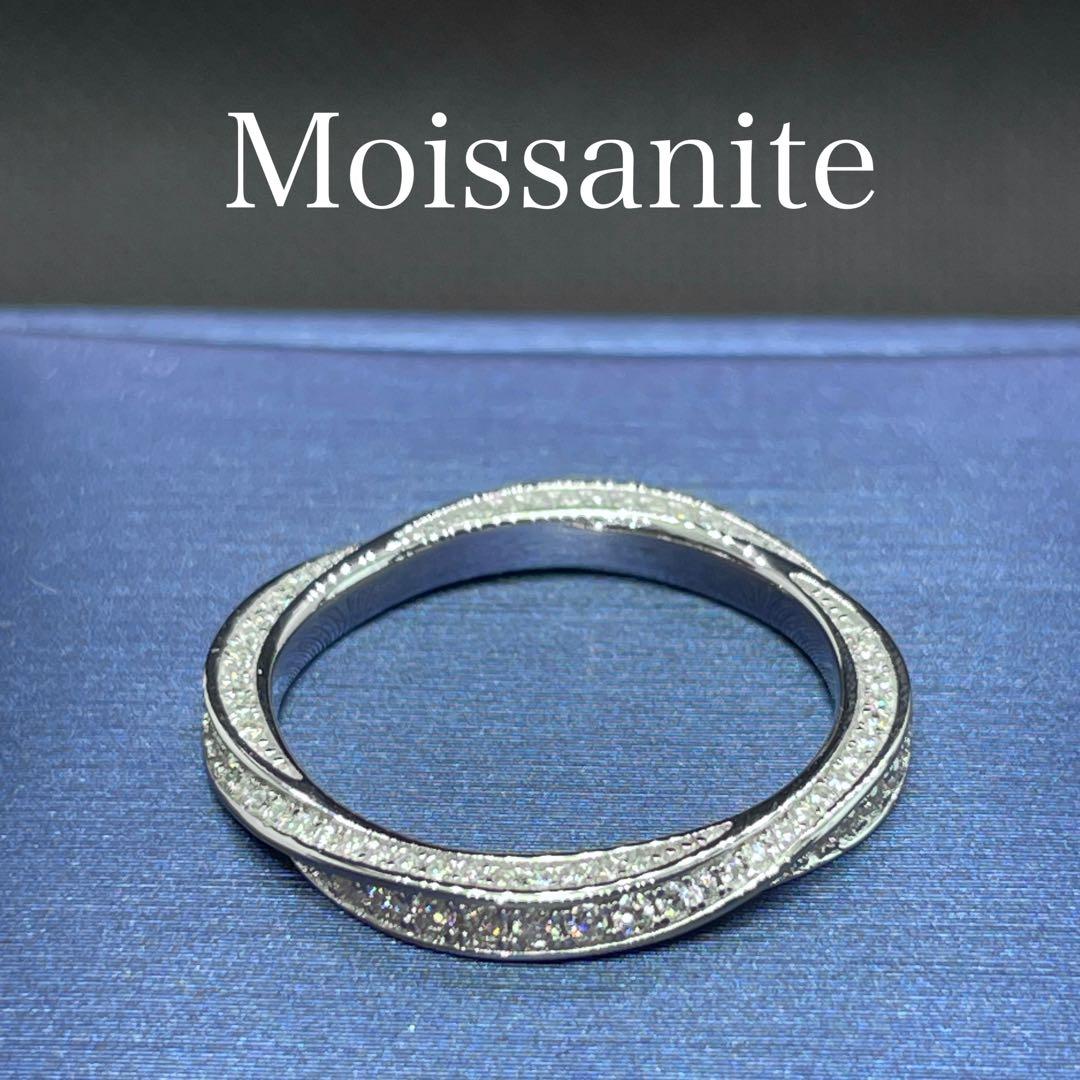 【12号】モアサナイト ツイスト フルエタニティ リング　シルバー