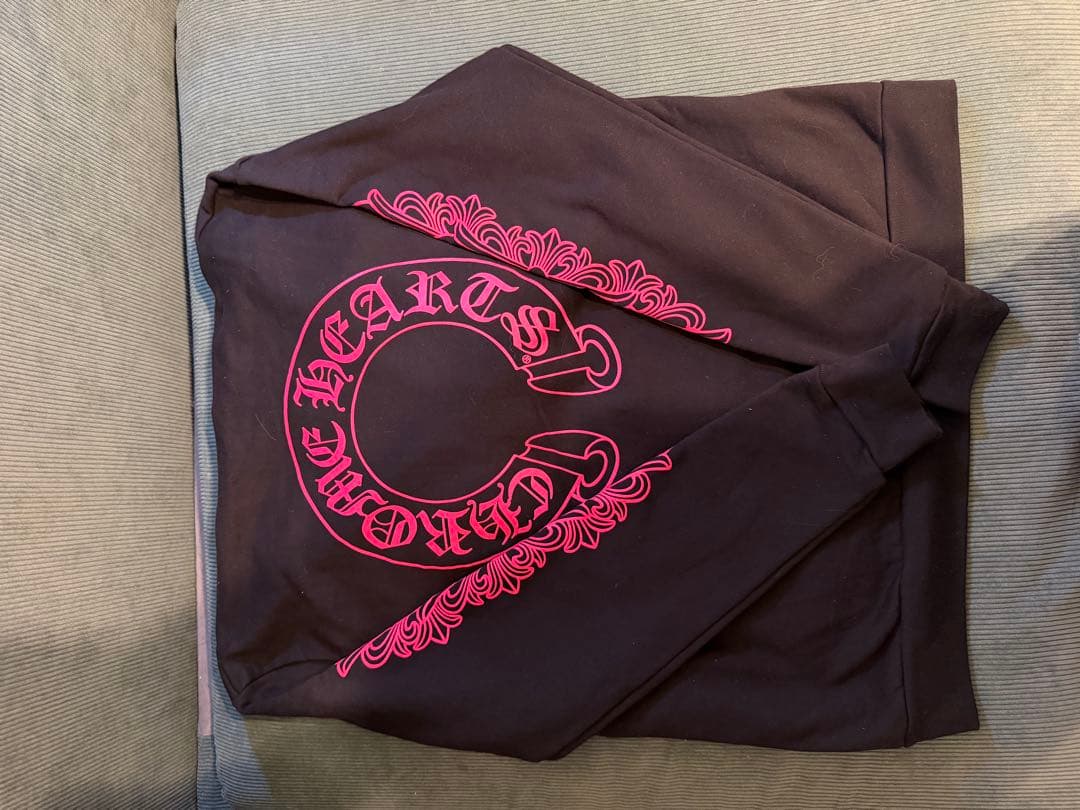 クロムハーツ ジップアップ パーカー ピンク フローラル ホースシュー サイズM