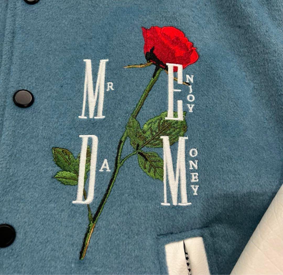 【未使用】MEDM ローズ　スタジャンジャケット　ブルー×ホワイト