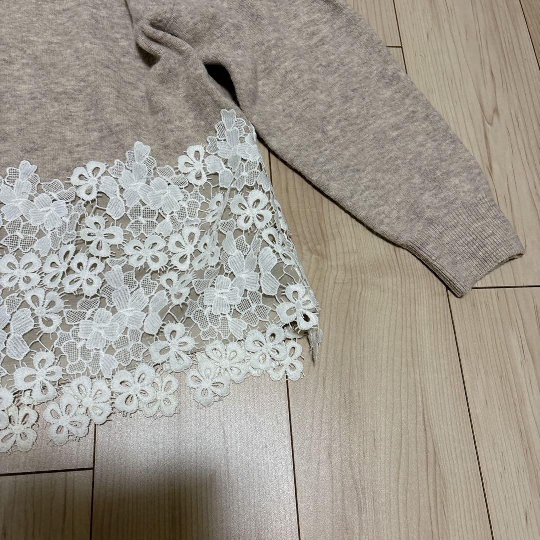名作！BEARDSLEY 裾レース　フラワー　花　ニット　カットソー