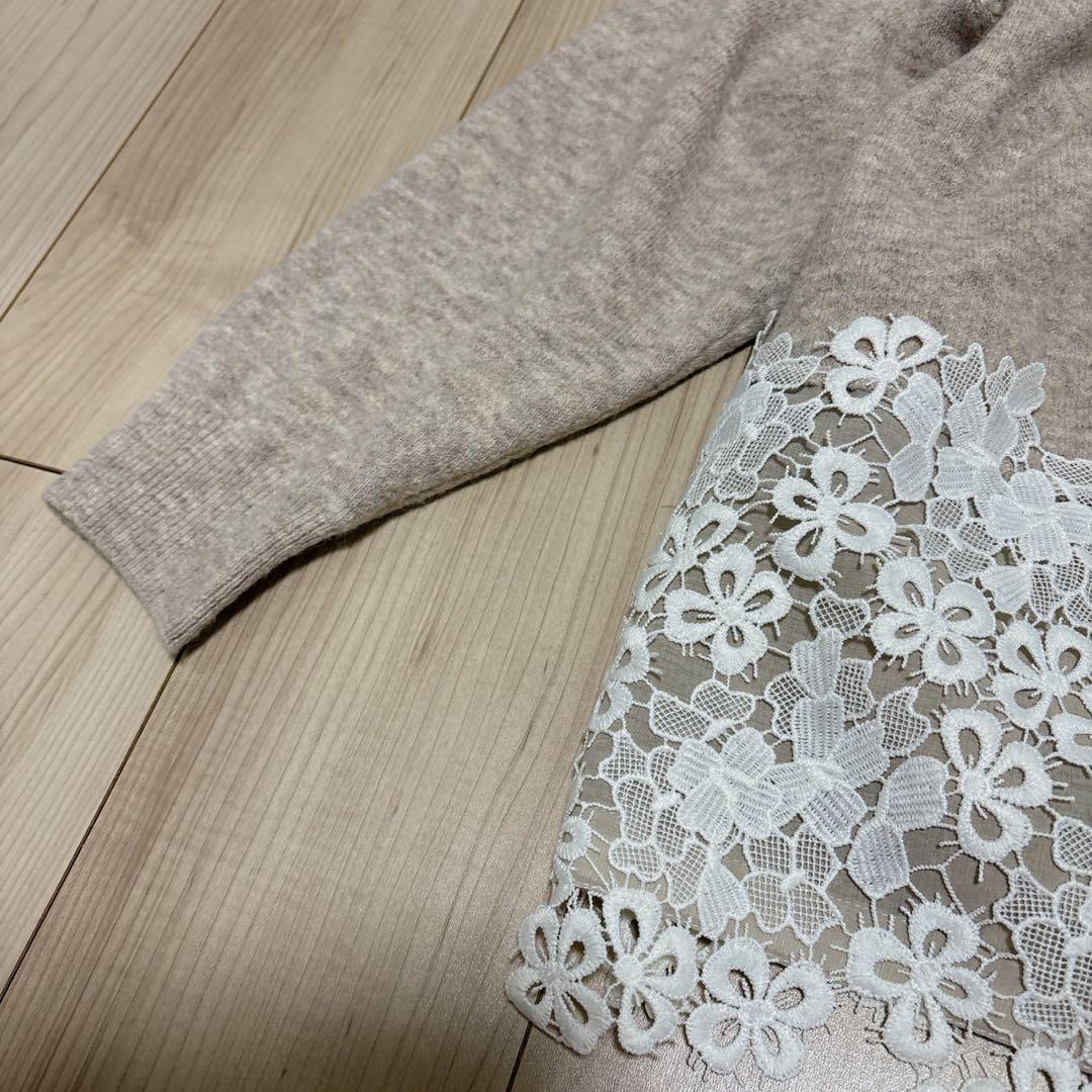 名作！BEARDSLEY 裾レース　フラワー　花　ニット　カットソー