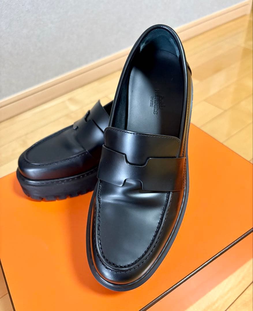 【美品】HERMÈSエルメス厚底ローファー ヒッチ希少