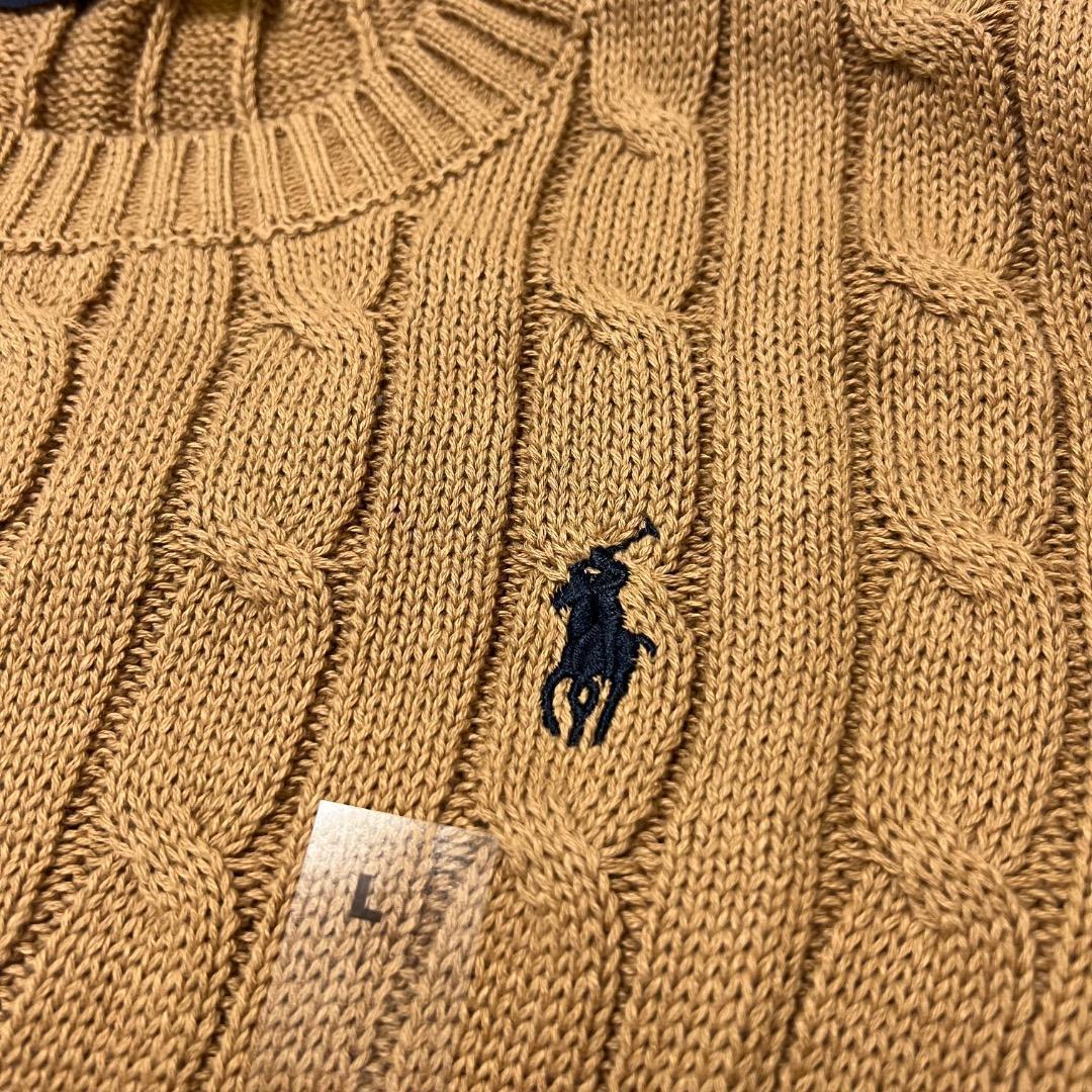 【新品未使用•タグ付き】ポロラルフローレン ケーブルニットセーター L キャメル
