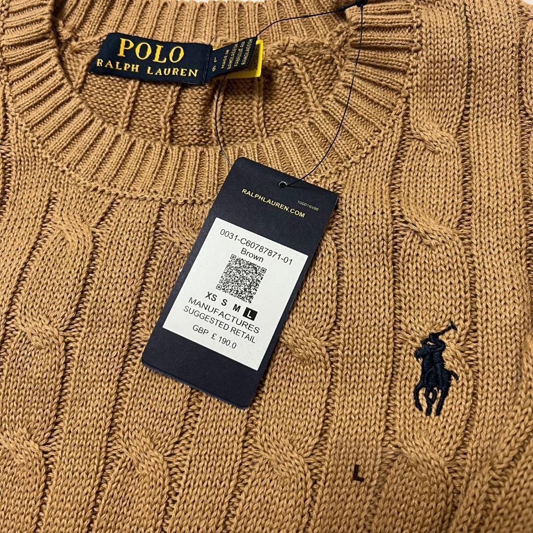 【新品未使用•タグ付き】ポロラルフローレン ケーブルニットセーター L キャメル