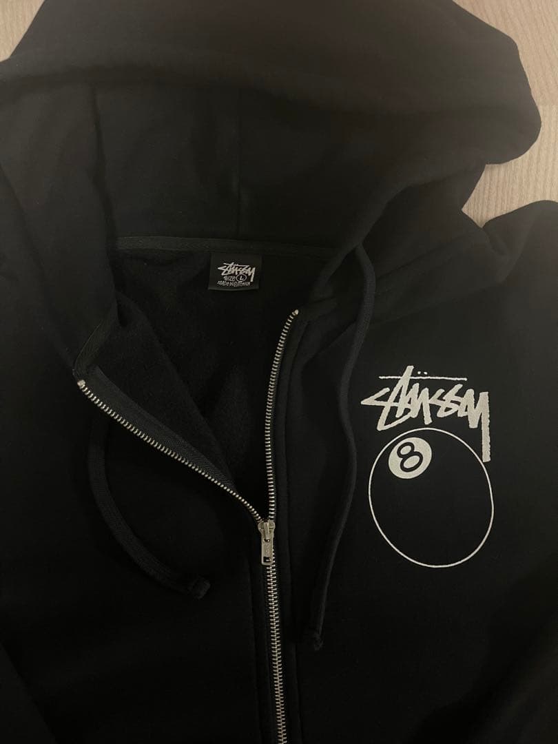 Stussy ブラック 8ボールパーカー フーディー