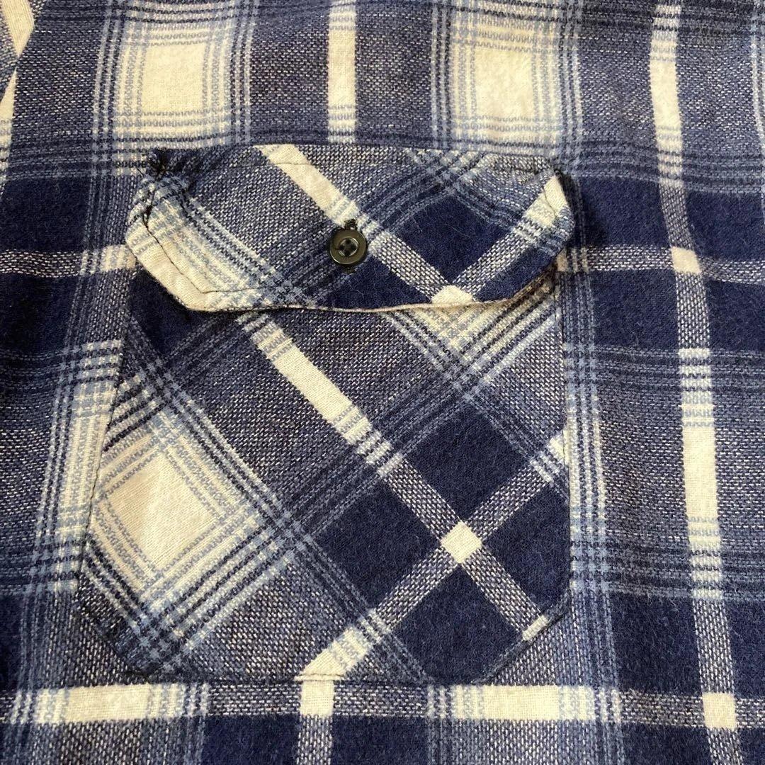 90's essentials プリントネルシャツ　L シャドーチェック