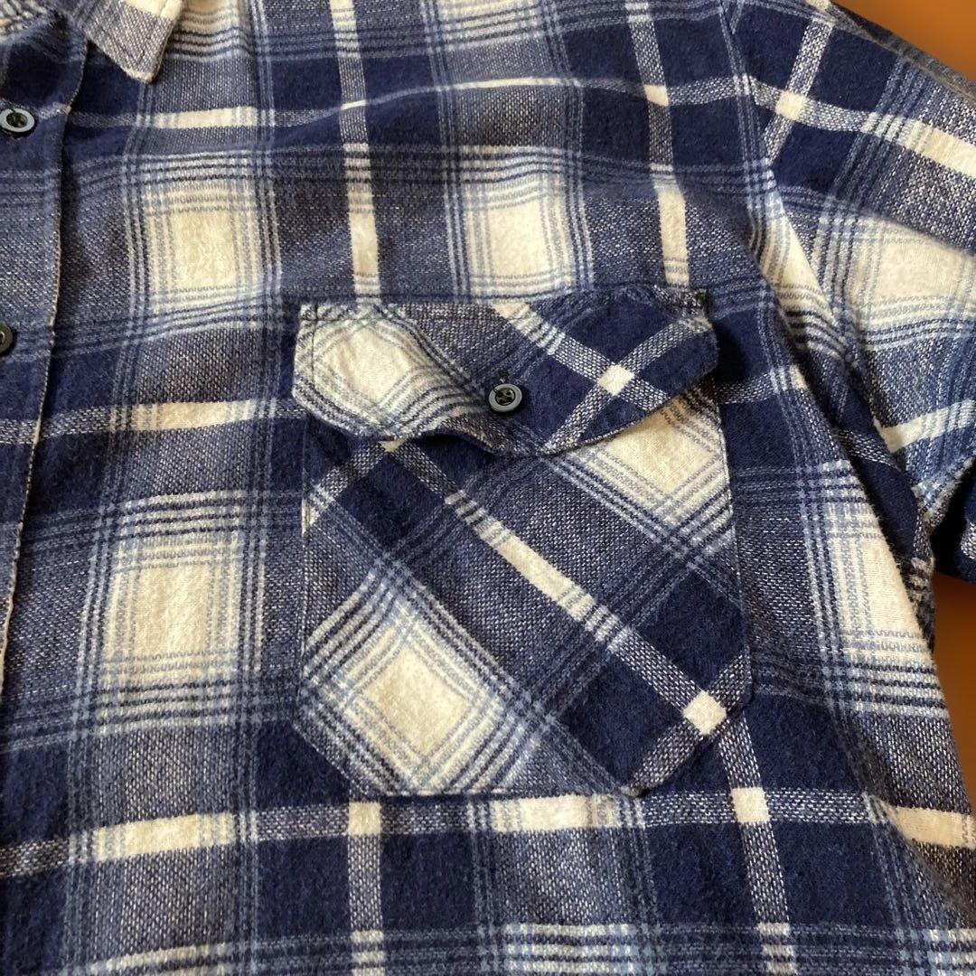 90's essentials プリントネルシャツ　L シャドーチェック