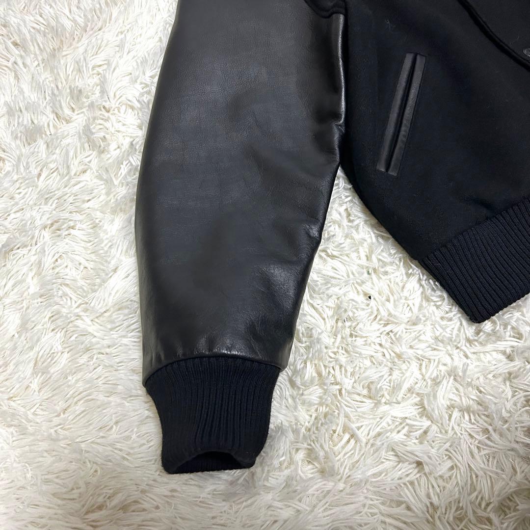 極美品　ヒステリックグラマー　レザー切り替え　スタジャン　ブラック　ウール　XL