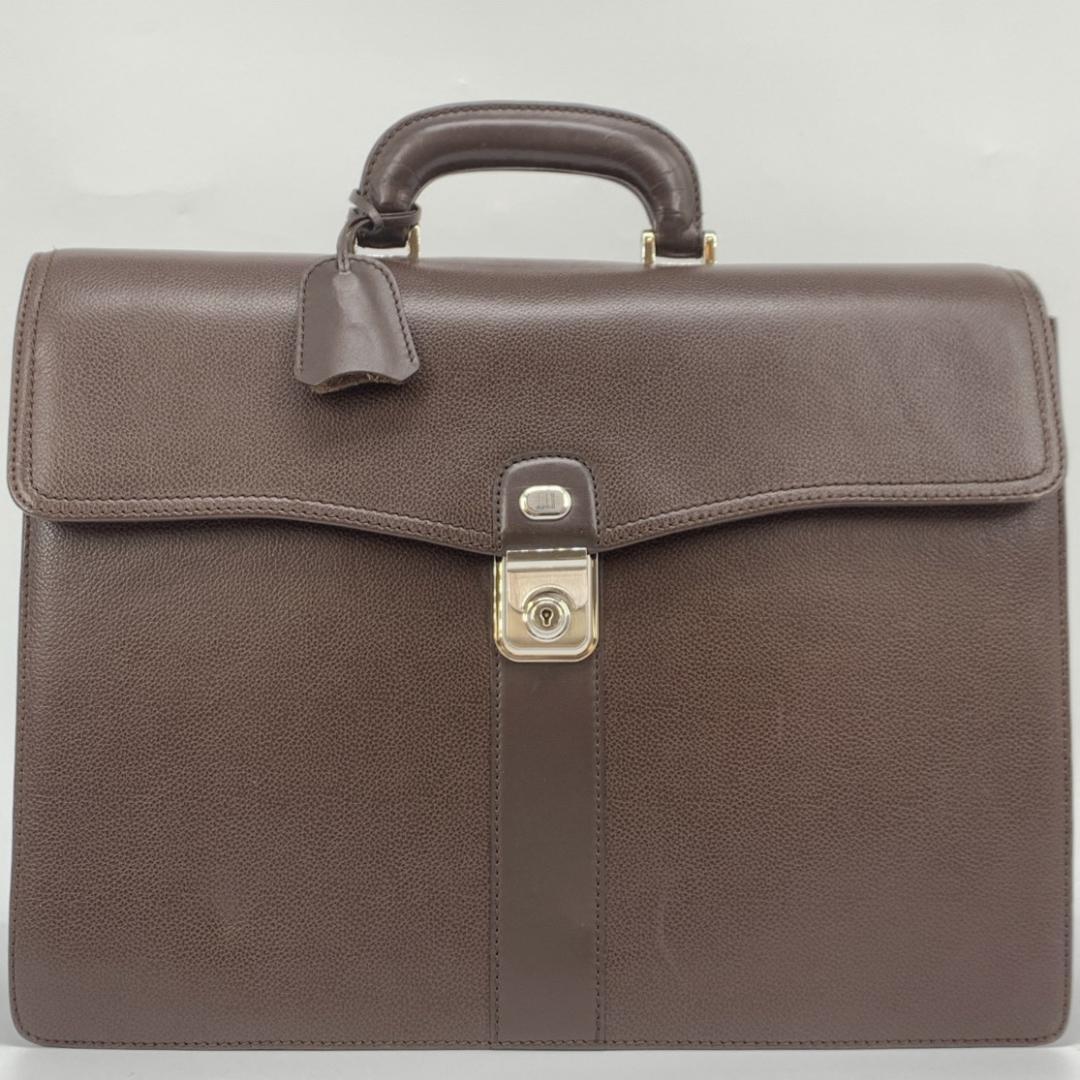 ダンヒル 鍵付き ハンド トート ビジネスバッグ ブリーフケース 本革 茶