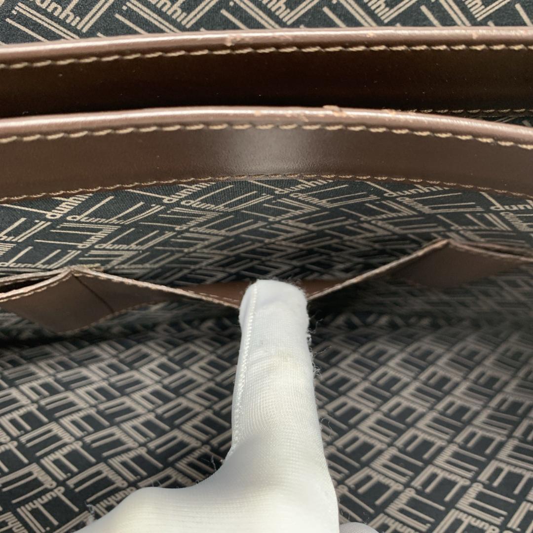 ダンヒル 鍵付き ハンド トート ビジネスバッグ ブリーフケース 本革 茶