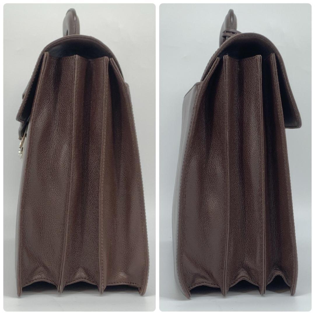 ダンヒル 鍵付き ハンド トート ビジネスバッグ ブリーフケース 本革 茶