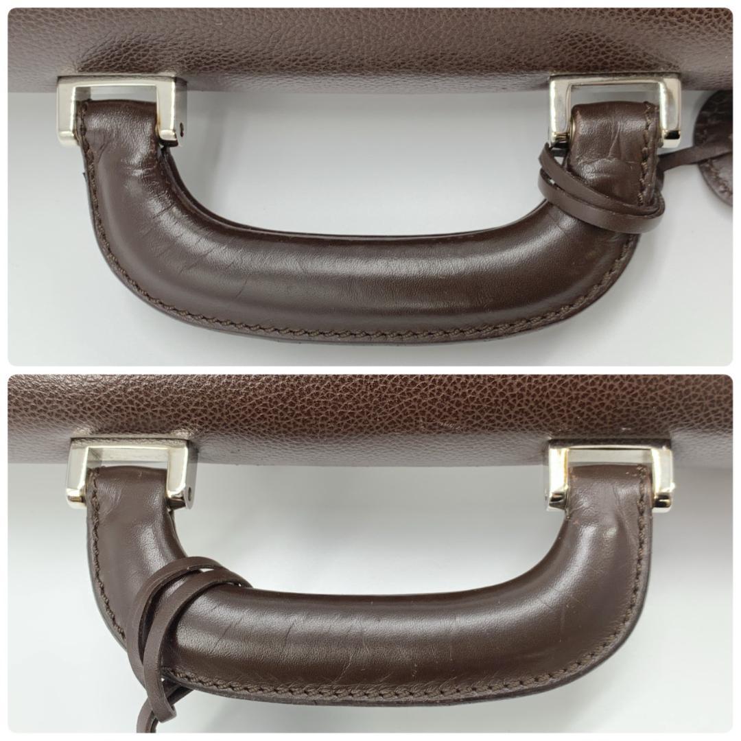 ダンヒル 鍵付き ハンド トート ビジネスバッグ ブリーフケース 本革 茶