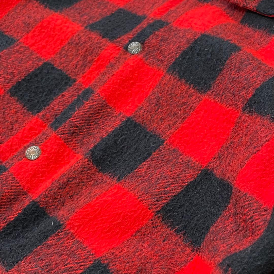 vintage バッファローチェック柄　厚手ウールジャケット赤／黒　裏地ギミック