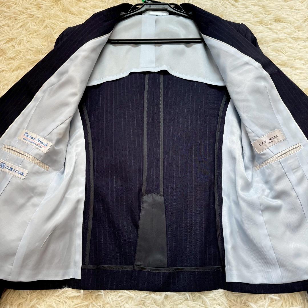 未使用級✨ LES MUES ビジネススーツ 3ピース 2パンツ ネイビー M