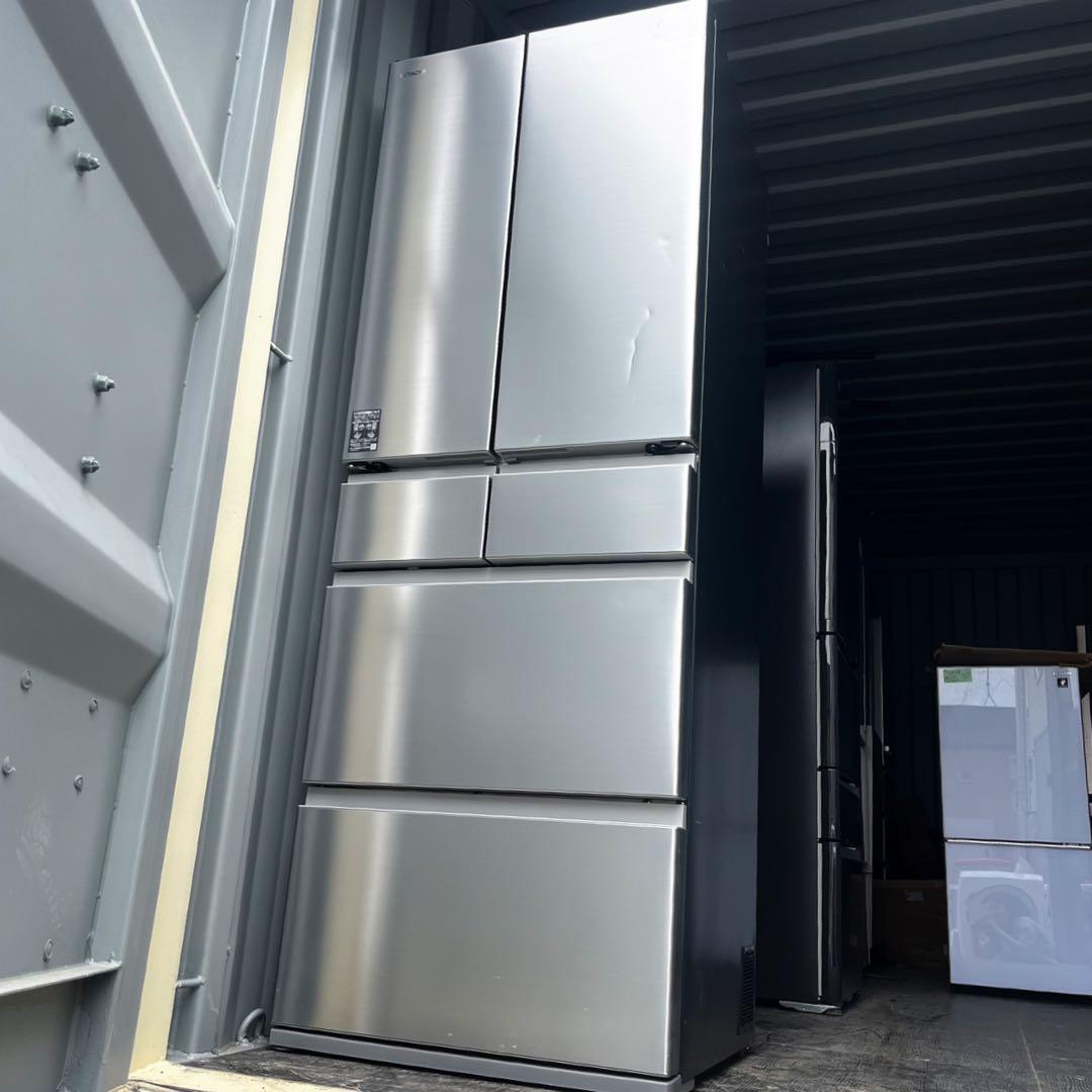 取付無料！日立まるごとチルド 2024年製ステンレスシルバー6ドア冷蔵庫！洗濯機