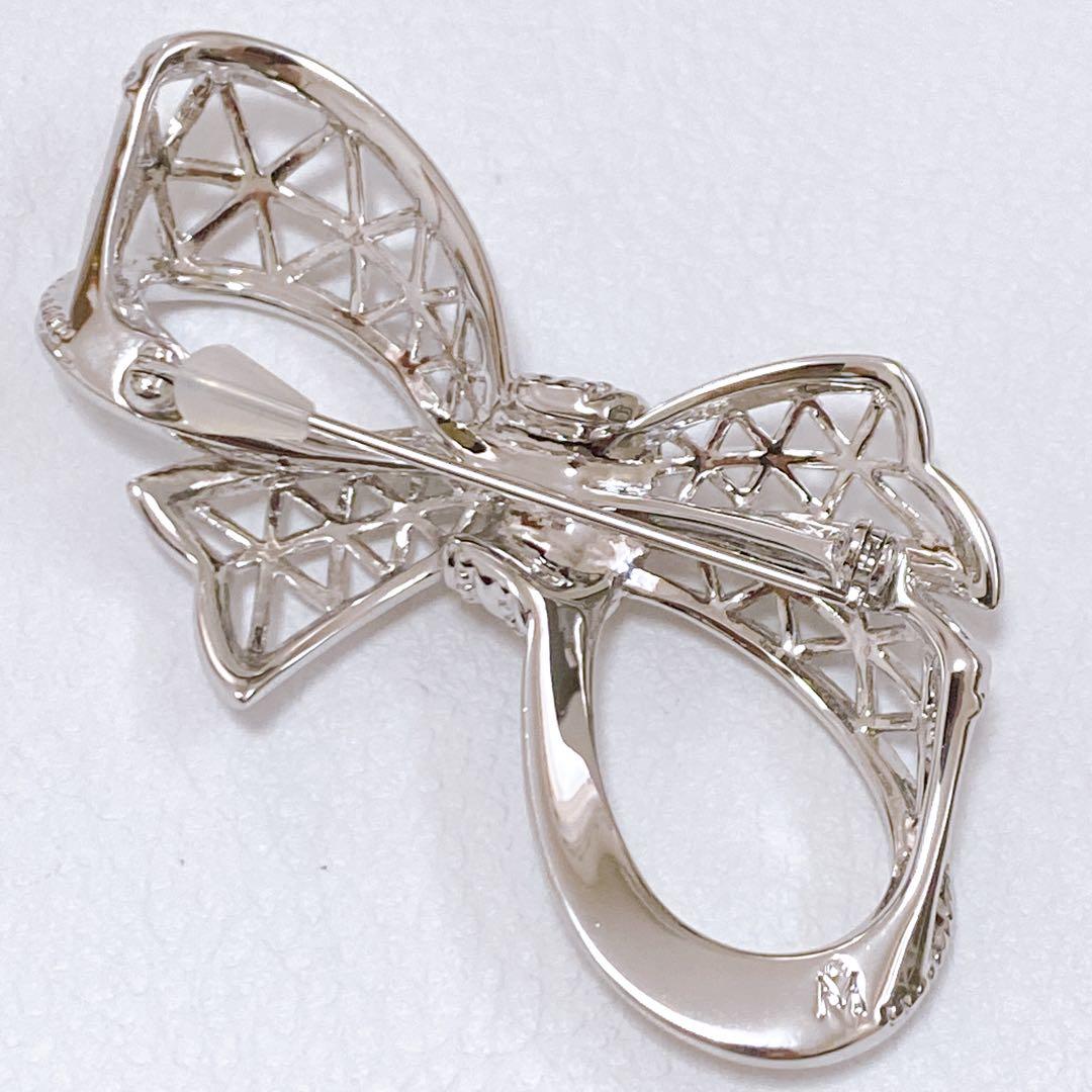 美品 ミキモト MIKIMOTO パール 真珠 ブローチ リボン