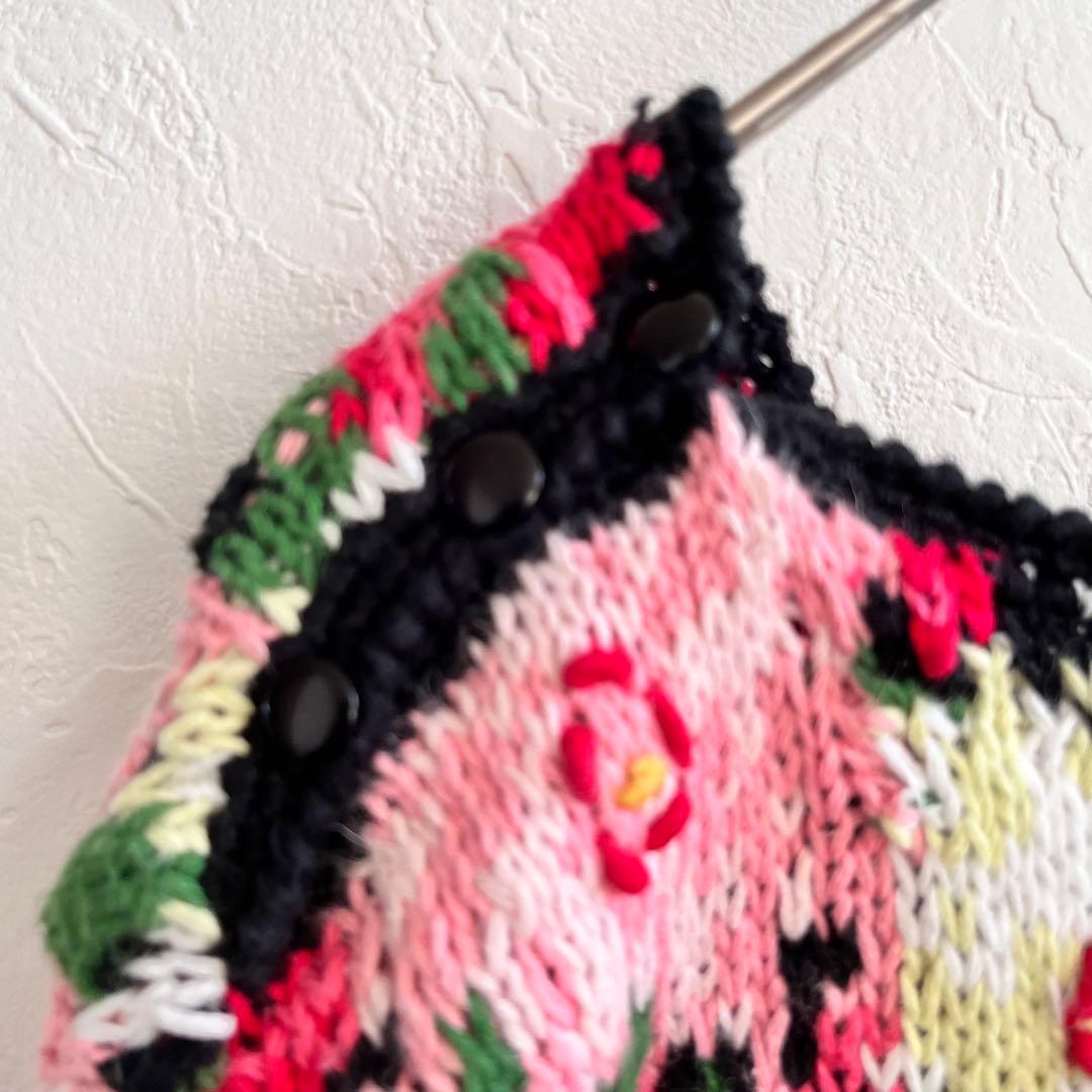 【美品】Northern Isles 手編み 花柄 ハンドニットセーター L