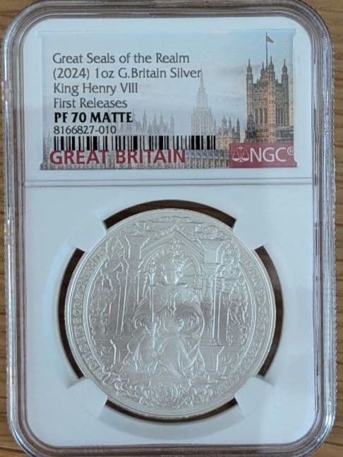 2024年 イギリス 1オンス 純銀 銀メダル「ヘンリー8世の国璽」silver