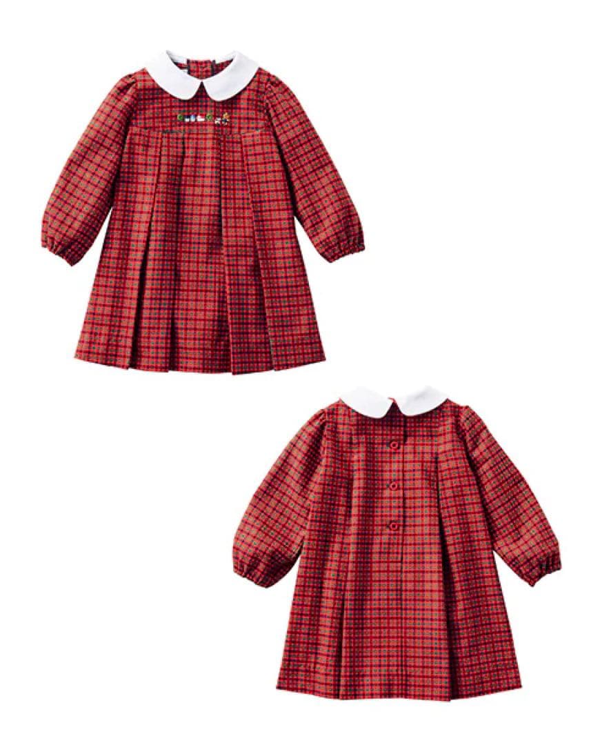 美品　familiar ファミリア　チェック　襟付き　ワンピース　90