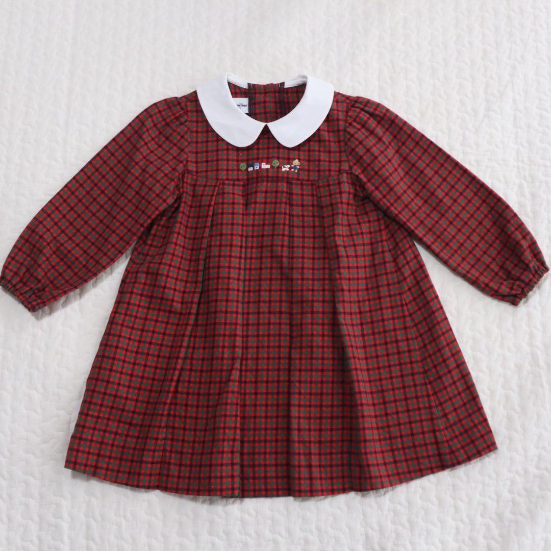 美品　familiar ファミリア　チェック　襟付き　ワンピース　90