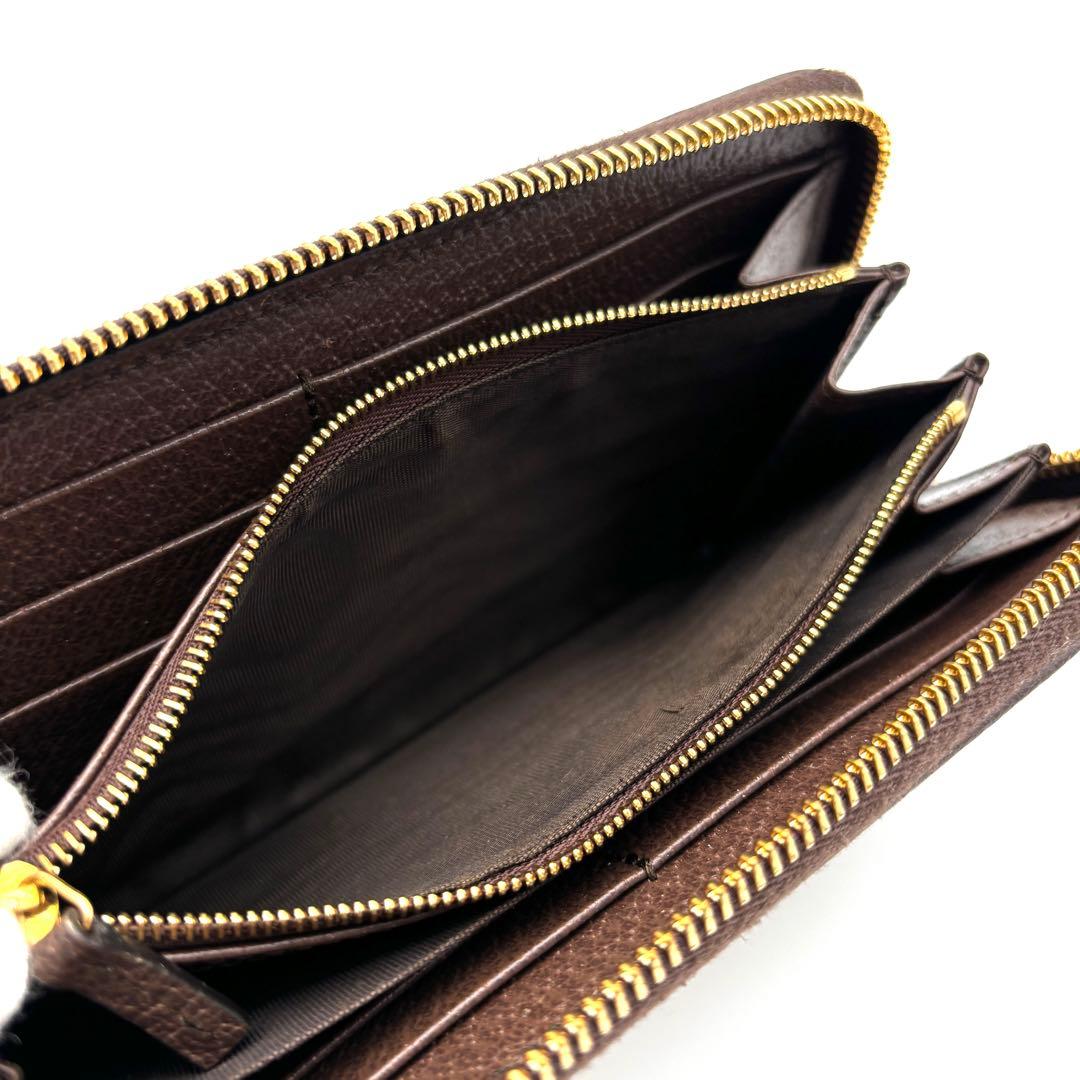 未使用に近い グッチ 長財布 ジャンボGG ラウンドジップ ユニセックス 茶