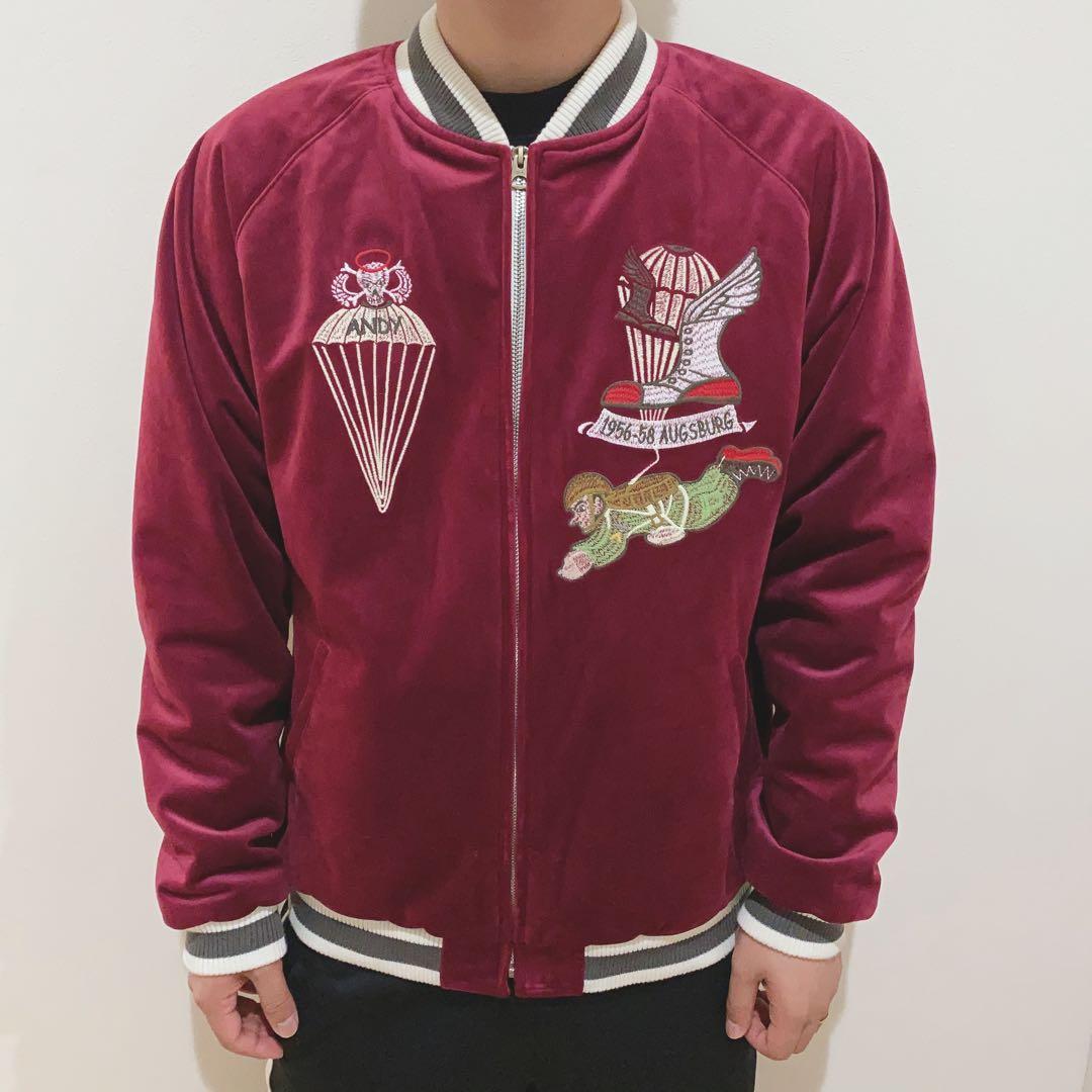 歩*郎様 【着画】極美品　HOUSTON スカジャン　ベロア　刺繍　一点物