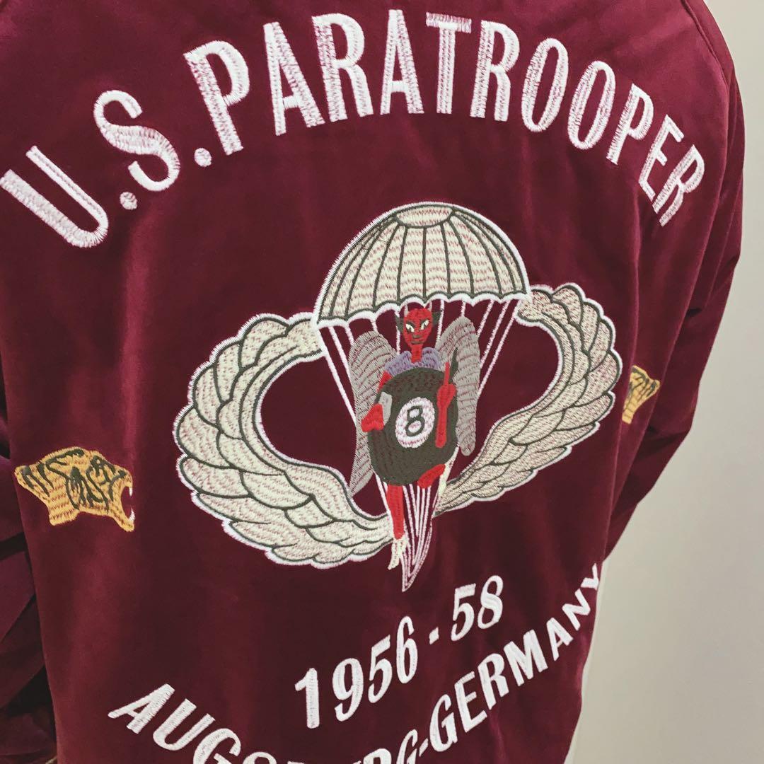 歩*郎様 【着画】極美品　HOUSTON スカジャン　ベロア　刺繍　一点物