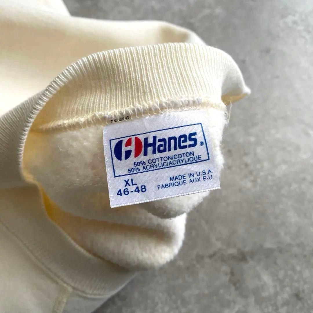 レアカラー 80s Hanes 無地 スウェット USA製 XL アイボリー